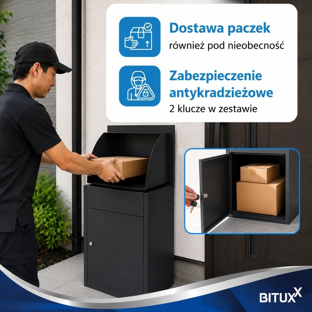 Schránka Na Balíky BITUXX M Uzamykatelná Antracit Box Na Zásilky 54 cm M19996
